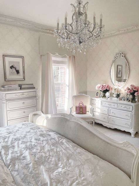 A Beautiful Pink Bedroom Makeover That’ll Make You Blush - J'adore Lexie Couture Dresser Decor Bedroom, French Country Bedrooms, Pretty Bedroom, Pretty Room, Pink Bedroom, House Furniture, White Bedroom, Bedroom Aesthetic, Bedroom Styles