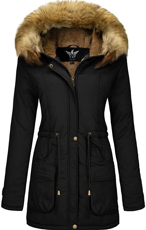 Amazon.com: YXP Women's Winter Thicken Military Parka Jacket Warm Fleece Cotton Coat with Fur Hood : Clothing, Shoes & Jewelry Holiday Soups, Coat With Fur Hood, Warriors Jacket, Boys Puffer Jacket, Warm Winter Jacket, Military Parka, Winter Coat Parka, Women's Winter Coats, Winter Puffer Jackets