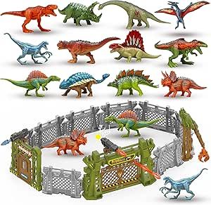 Oriate 12PCS Mini Dinosaurs Figurines Toys with Dinosaur Trainning Fence Play Toys Set for Kids 3-5 5-7, Capture n Escape Dino World Playset, Including 12 Jurassic Dinosaur Fences & 2 Blasters 208-1 Learning French For Kids, Jurassic World Evolution, Tiny Dinosaur, Leo Birthday, Learning French, Play Toys, Learn French, Toy Sets, Jurassic World