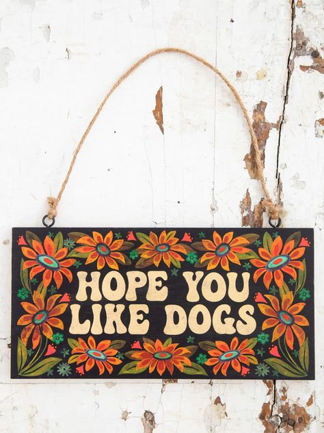 Porch Sign - Happy Place – Natural Life Front Porch Signs, Front Door Signs, Wooden Wall Hangings, Porch Sign, Cozy Gift, Dog Decor, Floral Artwork, Dog Signs, Natural Life