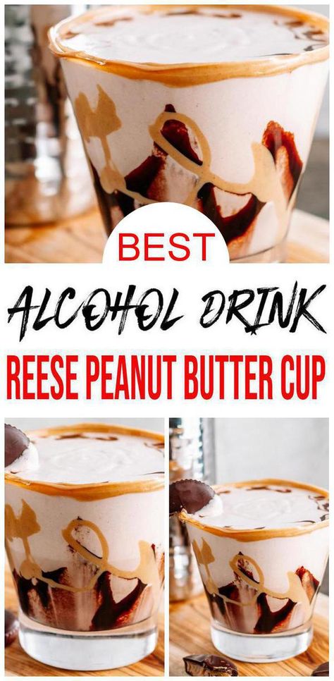 Skrewball Peanut Butter Whiskey Reeses cocktail makes the perfect alcohol drink recipe Peanut Butter Cup Cocktail Recipe, Sweet Drinks With Whiskey, Alcholic Drink Sweet, Peanut Butter Moonshine Drinks, Dough Ball Cookie Dough Whiskey Drinks, Candy Bar Cocktails, Dessert Cocktails Alcohol, Peanut Butter Whiskey Drinks Recipes, Alcoholic Chocolate Drinks