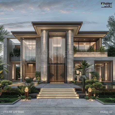 Luxury Villa Elevation, Classic Modern House Facade, Luxury Home Exterior Design, Luxury Modern Villa Design Exterior, Arabic House Design Exterior, Luxury Villa Design Exterior, Classical House Exterior, Classical House Elevation, New Classic Villa Exterior Design