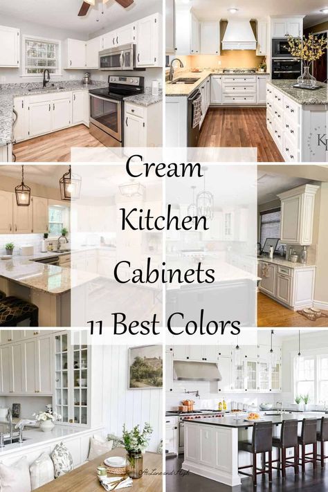 Creamy White Kitchens, Ivory Cabinets Kitchen, Off White Kitchen Ideas, Creamy Kitchen Cabinets, Cream Kitchen Colour Schemes, Creamy White Kitchen Cabinets, Cream Cabinets Kitchen, Cream Shaker Kitchen, Cream Kitchens