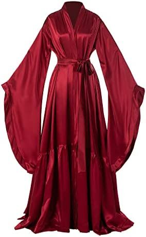 Super dramatic silky robe for lounging or for a spa day. Love the material and the colors that are offered by this seller. Red Silk Robe, Fancy Robes, Long Bridal Robe, Silk Bathrobe, Bridal Dressing Gown, Satin Bridal Robe, Silk Robe Long, Wedding Bachelorette Party, Dressing Gown Robe