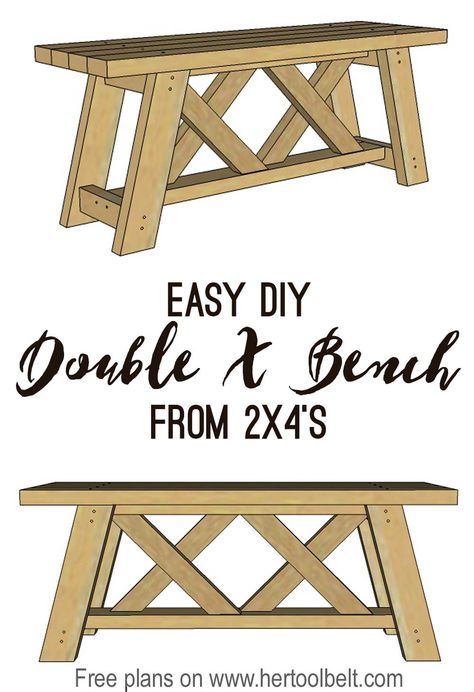 Build Your Own Garage, Porch Bench, Wooden Benches, Diy Bench Outdoor, X Bench, Woodworking Box, Garage Work Bench, Free Woodworking Plans, Diy Bench