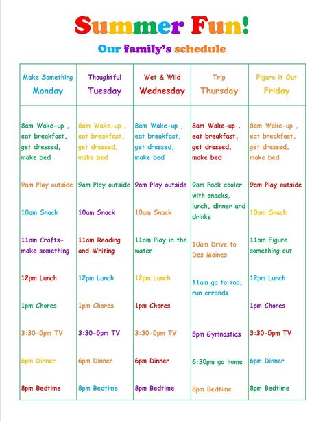 summer vacation daily schedule Kids Summer Schedule, Summer Rules, Summer Schedule, Family Schedule, Holiday Schedule, Kids Schedule, Summer Learning, Event Branding, Make It Easy