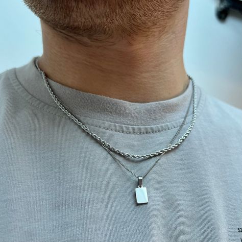 Silver Necklace For Men, Mens Accessories Necklace, Streetwear Jewelry, Etsy Jewellery, Silver Necklace Simple, Minimalist Bar, Mens Silver Jewelry, Pretty Jewelry Necklaces, Thick Chain Necklace