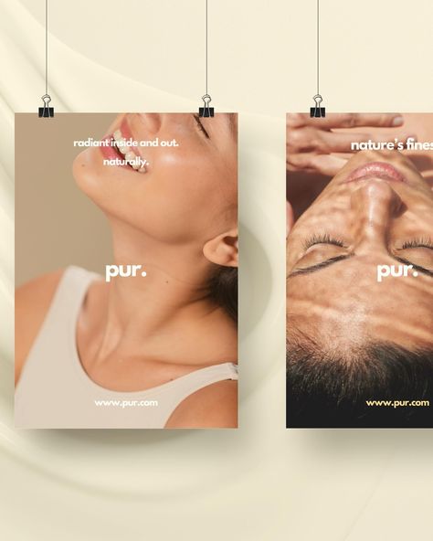 Final branding bits for Pur. My main goal for this branding was to speak volumes about the love Pur has for clean, natural skincare. From posters to social media templates, my choice of minimalistic branding is a reflection of Pur’s belief in the power of purity. This brief was so much fun - it really pushed me to stick to minimalism whilst keeping my vision of an organic vibe alive. Thank you! 💛 @briefhaus #BHpur #BriefHaus #skincare #vegan #skin #selfcare #graphicdesign #promotions ... Social Design Inspiration, Skincare Marketing Campaign, Clean Beauty Brands, Clean Social Media Design, Skincare Brand Social Media, Skincare Creatives, Cosmetic Poster Design, Before And After Skincare, Minimalist Social Media Post