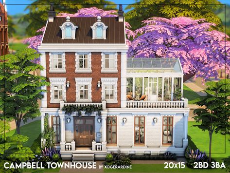 The Sims Resource - Campbell Townhouse (NO CC) Casas The Sims Freeplay, Sims 4 Houses Layout, Lotes The Sims 4, The Sims 4 Lots, Sims Freeplay Houses, Sims 4 Challenges, Sims 4 House Plans, Sims 4 House Building, Sims 4 House Design