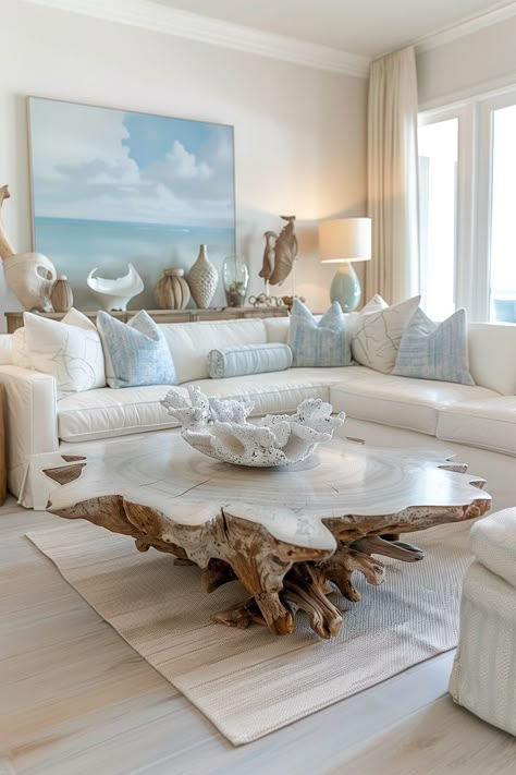 Modern Coastal Living Room Ideas, Coastal Living Rooms Ideas, Modern Coastal Living Room, Coastal Living Room Ideas, Nautical Interior, Coastal Style Decorating, Beach Living Room, Beach House Living Room, Beach House Interior Design