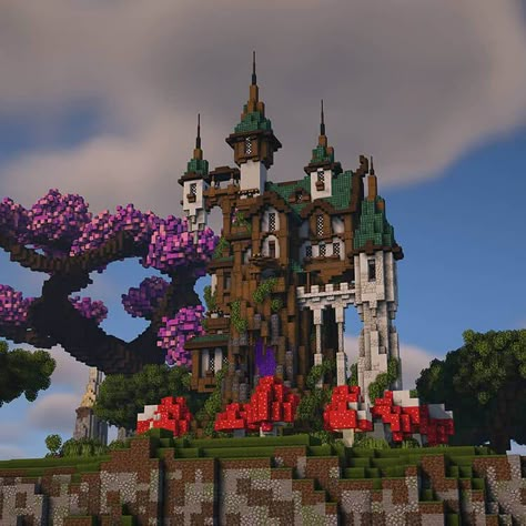 These Minecraft castle build ideas are perfect for your medieval village. There are survival castles, starter castles, epic castles, and more. This build is of a cool fantasy castle. Minecraft Fantasy Castle, Mansion Minecraft, Minecraft Castle Blueprints, Rumah Minecraft Sederhana, Minecraft Mansion, Bangunan Minecraft, Minecraft Cottage, Easy Minecraft Houses, Minecraft Castle