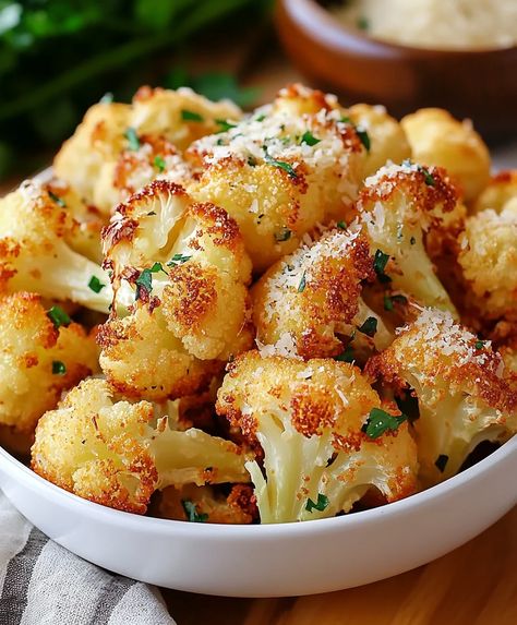 Crispy Parmesan Roasted Cauliflower Cauliflower Recipes Appetizers, Slow Roasted Cauliflower, Oven Roasted Buffalo Cauliflower, Crumbed Cauliflower Recipes, Califlower Recipes Sides, Baked Crispy Cauliflower, Cauliflower Recipes Healthy Easy, German Cauliflower Recipes, Roasted Cauliflower And Potatoes