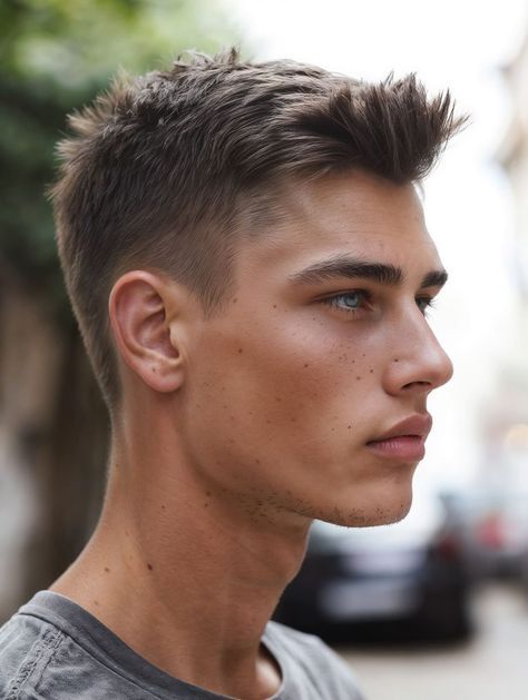 Fade With Straight Hair, Men’s Straight Hairstyles, Men With Straight Hair, Deep Brown Hair, Teen Haircuts, Rich Brown Hair, Facial Shapes, Haircut Ideas For Men