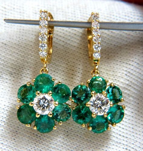 Emerald Green Earrings, Diamond Dangle Earrings, Emerald Earrings, Diamond Drops, Emerald Jewelry, Drop Dangle Earrings, Etsy Earrings Dangle, Fashion Jewelry Earrings, Fine Earrings