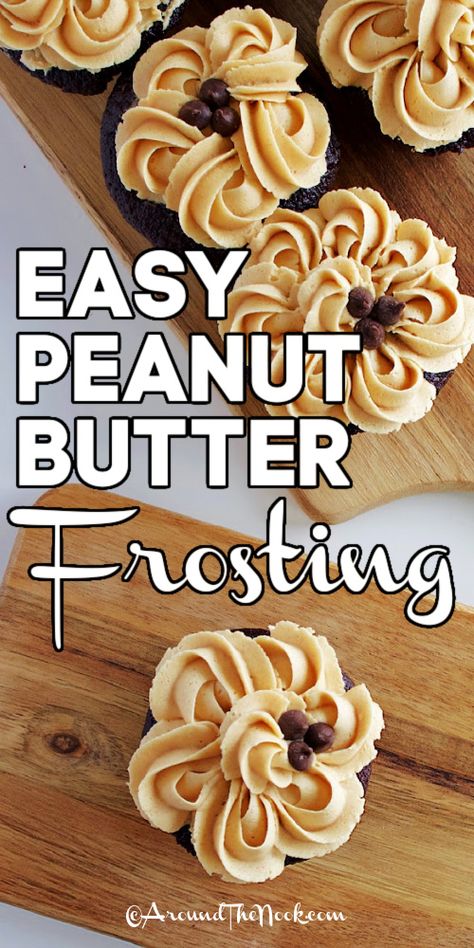 Peanut Butter Cake With Peanut Butter Frosting, Peanut Butter Frosting For Brownies, Easy Peanut Butter Icing, Peanut Butter Icing Easy, Filling Between Cake Layers, Frosted Peanut Butter Cookies, Peanut Butter Icing Recipe, Easy Peanut Butter Frosting, Peanut Butter Frosting Easy