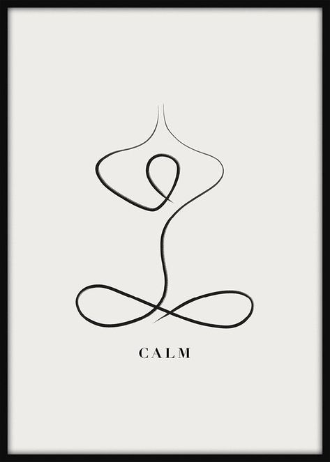 Spiritual Minimalist Art, Tranquility Tattoo Symbols, Small Chakra Tattoos For Women, Tattoo Calm Symbol, Black And White Spiritual Aesthetic, Pilates Symbol, Abstract Word Art, Minimalistic Art Aesthetic, Calmness Symbol