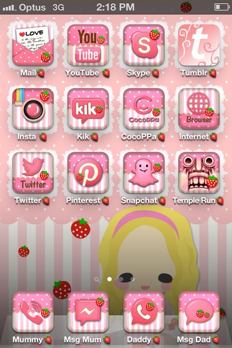 Cocoppa Icons App, I Phone Screen, Cutecore Homescreen, Kawaii Layout, Cocoppa Icons, Cute Aesthetic Wallpaper, Cute Home Screens, Cocoppa Wallpaper, Cute App