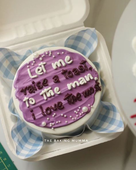 A little cake, a lot of love. 🥂 This is one of our best sellers in bento cakes. Raising a toast to the man who means the most. Perfectly sized for him, packed with all my love. #BentoCakeForHim #SweetestSurprise #TheBakingMumma Boyfriends Birthday Cake, Birthday Cake Quotes, Birthday Cake For Boyfriend, Cake For Him, Cake For Boyfriend, Cake Quotes, Bento Cakes, Birthday Cake For Him, Mini Cakes Birthday