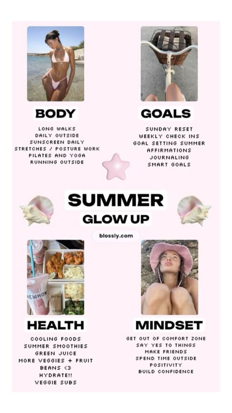 Ideas on how to glow up this summer 2024 August Glow Up Challenge, August Glow Up, How To Glow Up This Summer, Ways To Glow Up Over Summer, Before Summer Glow Up, Quick Glow Up, How To Get A Glow Up Over The Summer, How To Glow Up Over Summer, Back To School Glow Up Checklist