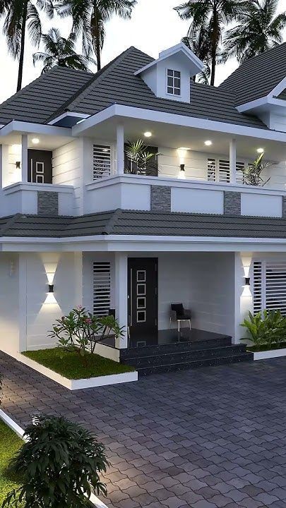 Modern Exterior Colors For House, House Wall Design Exterior, Contemporary Elevation Designs For House, Best House Colors Exterior, Modern Contemporary House Design, Aesthetic House Exterior, Gravel Pavers, Minimalist Landscaping, Exterior Home Colors