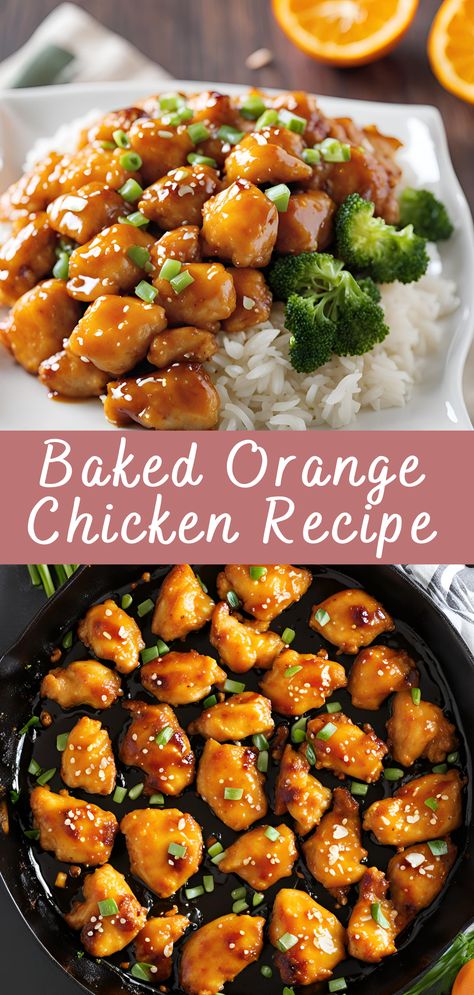 Baked Orange Chicken Recipe | Cheff Recipes Healthier Orange Chicken, Sheet Pan Orange Chicken, Orange Baked Chicken, Oven Orange Chicken, Simple Orange Chicken Recipe, Orange Chicken Recipe With Marmalade, Orange Chicken Thigh Recipe, Breaded Orange Chicken, How To Make Orange Chicken