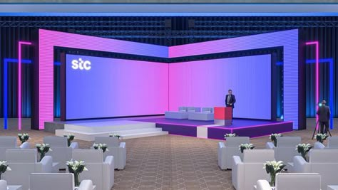 "STC Alicloud" Stand Design Event Led Set Design, Led Stage Design Events, Event Stand Design, Conference Set Design, Stage Design Conference, Corporate Event Stage Design Ideas, Corporate Event Backdrop Design, Stage Design Corporate Events, Event Stage Design Backdrops