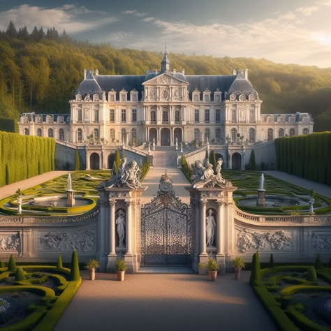 Castle House Design Exterior, Castle Like Mansions, Royal Mansion Exterior, Old Money Houses Italy, Big Mansions Luxury Castles, White Chateau, France Scenery, Fantasy Mansion, Mansion Castle