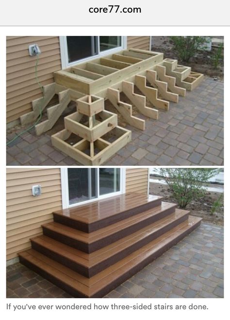 How three-sided stairs are built (Photo only) درج السلم, Types Of Stairs, Deck Stairs, Construction Projects, Tree Ideas, Deck Design, Pallet Projects, Diy Backyard, Ideas Christmas