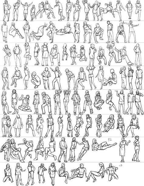 Person Bending Down Reference, Reference Sheet Poses, 4 People Poses, Poses Sketch, Gesture Sketch, Human Sketch, Human Body Drawing, Human Figure Sketches, Human Figure Drawing