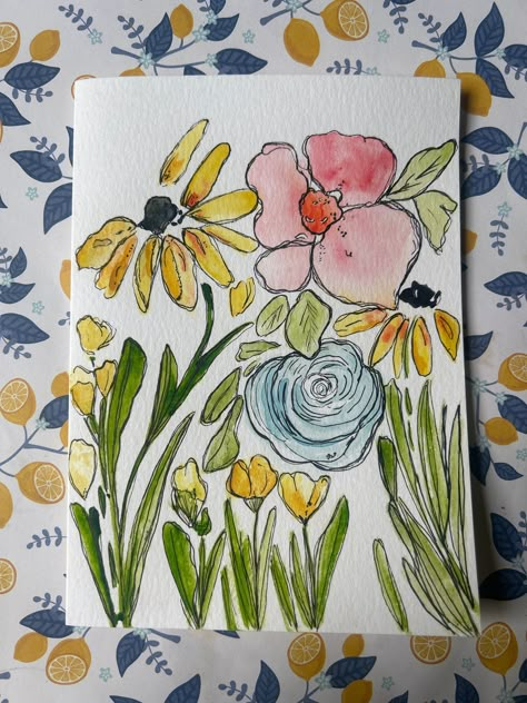 Diy Card Painting, Gift Ideas Homemade Creative, Handmade Cards Watercolor, Watercolor Gift Card Ideas, Thank You Cards Homemade Handmade, Flower Thank You Cards, Pretty Cards Diy, Card Ideas Thank You, Watercolour Gift Cards