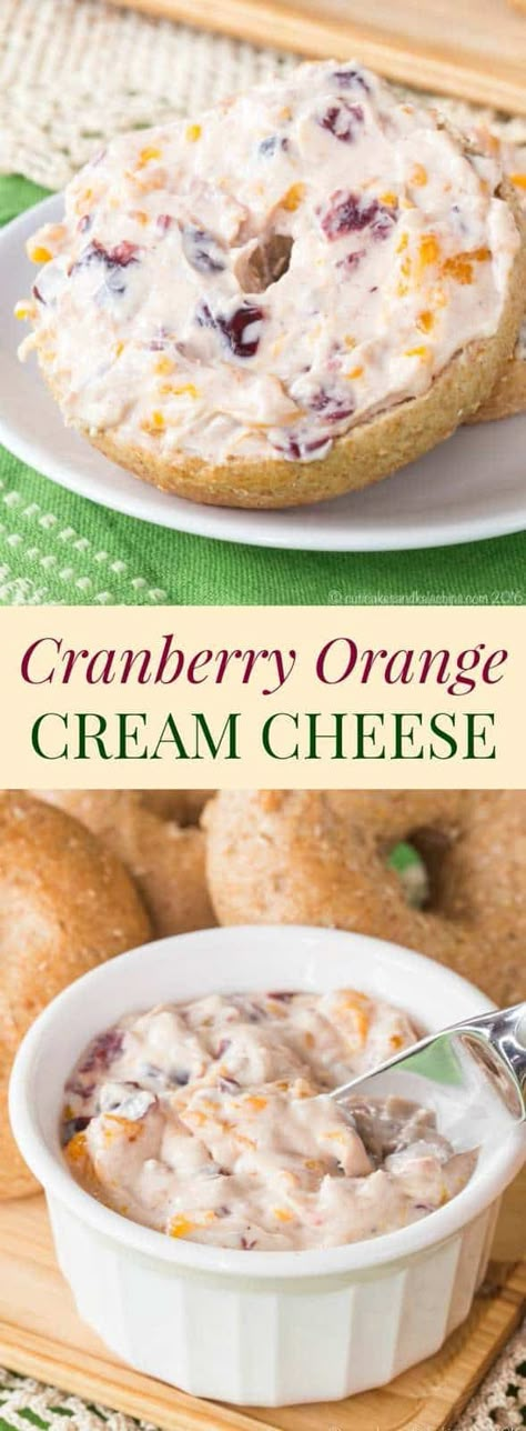 Cranberry Orange Cream Cheese - an easy spread for bagels or graham crackers, dip for apples or pears, or to stuff into dates. Cranberry Orange Cream Cheese, Spread For Bagels, Dip For Apples, Dip For Chips, Cream Cheese Spread Recipes, Flavored Cream Cheeses, Cheese Spread Recipes, Orange Cream Cheese, Cheese Spreads