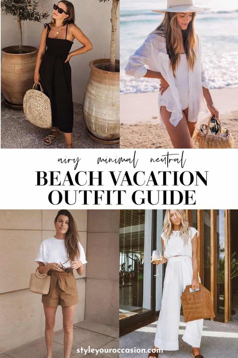 Neutral Beach Aesthetic Outfit, 3 Day Beach Trip Outfits, Beach Resort Outfits 2023, Hawaii Fall Outfit, Resort Wear For Women Classy Vacation, Hawaii Vacation Outfits 2023, Island Chic Outfit, Vacation Outfits 2024, Vacation Outfits Dinner