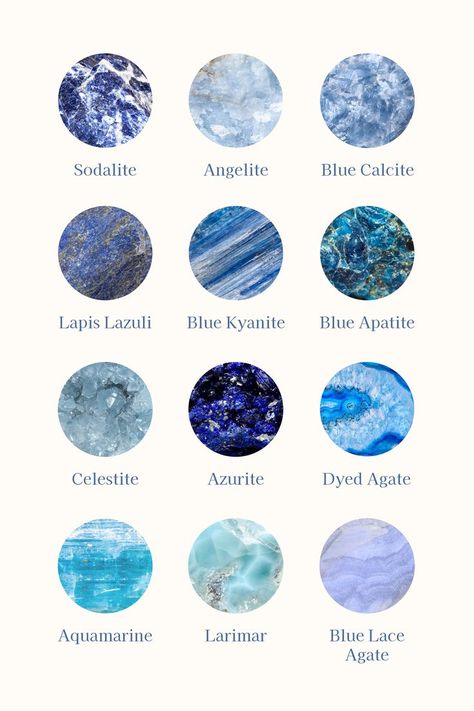 Blue Lace Agate Jewelry, Crystal Identification, Dyed Agate, Crystal Uses, Lapis Lazuli Blue, Crystals Healing Properties, Pretty Rocks, Blue Calcite, Blue Sodalite