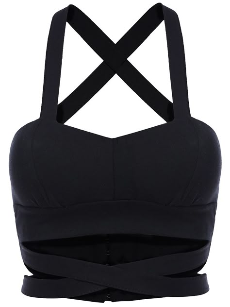 Black Criss Cross Hollow Crop Tank Top -SheIn(Sheinside) Criss Cross Crop Top, Criss Cross Shirt, Cross Crop Top, Crop Tops Shirts, Shirts Crop Tops, Cross Shirt, Criss Cross Tank Top, Criss Cross Top, Shirts Crop