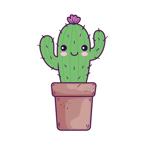 Kawaii Cactus Drawing, Mini Cactus Drawing, Cute Cactus Drawing Kawaii, Cute Cactus Drawing Simple, Cactus Drawing Cute, Cacti Drawing Simple, Cartoon Cactus Drawing, Cute Cactus Drawing, Draw Cactus