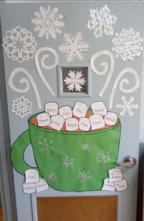 Winter Ideas For Classroom Doors, Winter Door Display Classroom, Christmas Door Contest Ideas School, Infant Door Decorations Classroom Winter, Winter Door Themes For Classroom, Classroom Winter Wonderland Decorations, Bulitin Board Ideas Christmas, Preschool Classroom Door Ideas Christmas, January Decorations Classroom