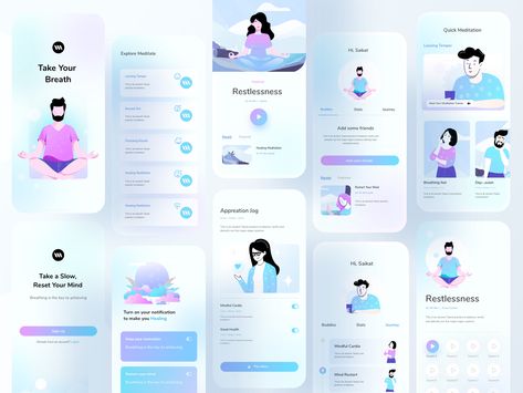 Mental Health Application by Saikat Kumar for Unflip on Dribbble Fitness Apps Design, Mobile App Ads, Health Tracker App, Mindmap Ideas, App Ads, Desain Ux, Health App Design, App Dashboard, Chatbot App