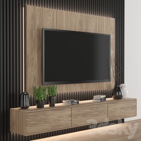 3d models: TV Wall - TV Wall 16 Tv Wall Black And Wood, Termo Wall, Tv Accent Wall, Tv Wall Cabinet, Coin Tv, Living Room Accent Wall, Tv Backdrop, Tv Wall Cabinets, Front Living Room