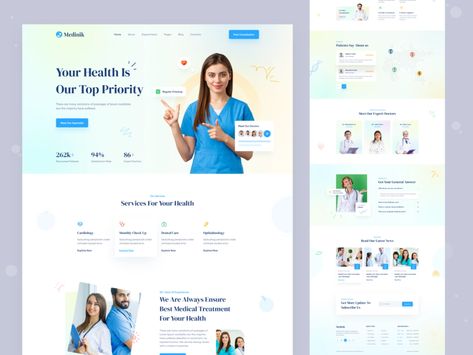 Medinik | Medical Healthcare Service Website Landing Page - v1 by Mahmudul Hasan Manik for Devignedge on Dribbble Hospital Images, Healthcare Website, Medical Website, Medical Website Design, Service Website, Uiux Design, Website Landing Page, Website Design Inspiration, Doctor Medical