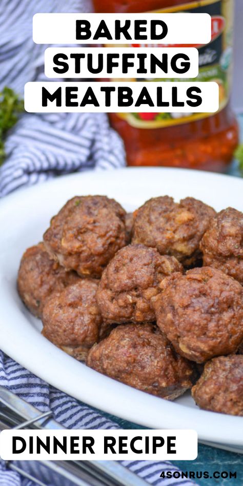 Making the best meatballs doesn’t have to be an all day affair with my easy recipe. This shortcut recipe gives you the most delicious, flavor packed meatballs with a fraction of the time, work, and ingredients. Baked stuffing meatballs are easy enough for a busy weeknight and delicious enough to please my Italian father in law and keep my whole family begging for them. #meatballs #recipe #dinner Meatballs With Stove Top Stuffing, Stuffed Meatballs Baked, Meatballs With Stuffing, Meatball Recipes With Stove Top Stuffing, Stuffed Meatball Recipes, Meatballs Using Stove Top Stuffing, Meatballs With Stovetop Stuffing, Stuffing Meatballs Stovetop, Meatballs Made With Stove Top Stuffing