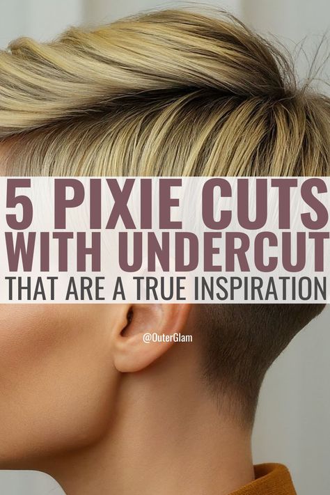 Whether you're considering a bold new look or simply seeking inspiration, these 5 pixie cuts with undercut are a true inspiration. If you're trying to find the perfect hairstyle that exudes confidence and style, this article is for you. Discover versatile pixie cuts that incorporate edgy undercuts, offering a blend of chic and daring flair. Pixie Haircut Faded Sides Women, Short Womens Haircuts Shaved Sides, Women’s Undercut Pixie, How To Style Short Hair Pixie Undercut, Disconnected Pixie Undercut, Undercut Long Pixie Haircut, Short Pixie Undercut Hair, Womens Pixie Undercut, Short Pixie Haircuts Shaved Sides