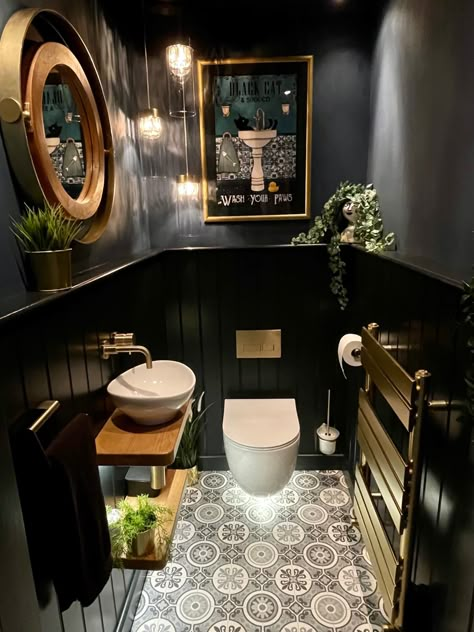 Small Downstairs Toilet, Bathroom Under Stairs, Downstairs Cloakroom, Toilet Room Decor, Small Toilet Room, Downstairs Loo, Downstairs Toilet, Toilet Room, Small Bathroom Makeover