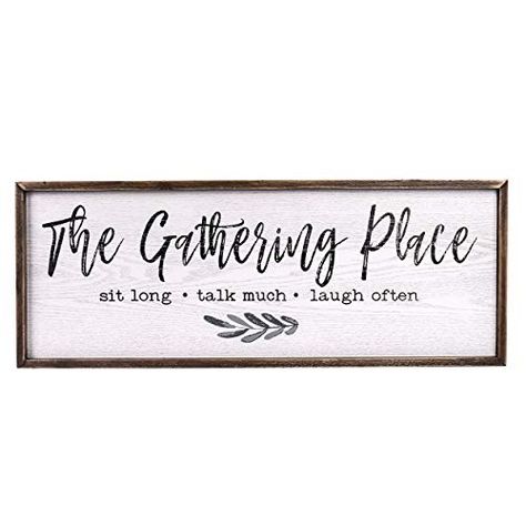 TERESA'S COLLECTIONS Gather Sign Large Farmhouse Kitchen Wall Sign Wooden Family Sign Rustic Wall Art Decor Sign for ... Gather Signs, Farmhouse Dining Room Wall, Farmhouse Dining Room Wall Decor, Dining Room Signs, Rustic Kitchen Wall Decor, Wooden Family Signs, Farmhouse Dining Rooms Decor, Gather Sign, Wooden Wall Signs