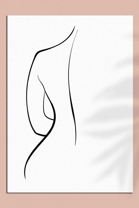 Woman Back Silhouette, Silhouette Wall Art, Minimalist Drawing, Printable Wall Decor, New Apartment, Line Art Design, Woman Back, Outline Art, White Line