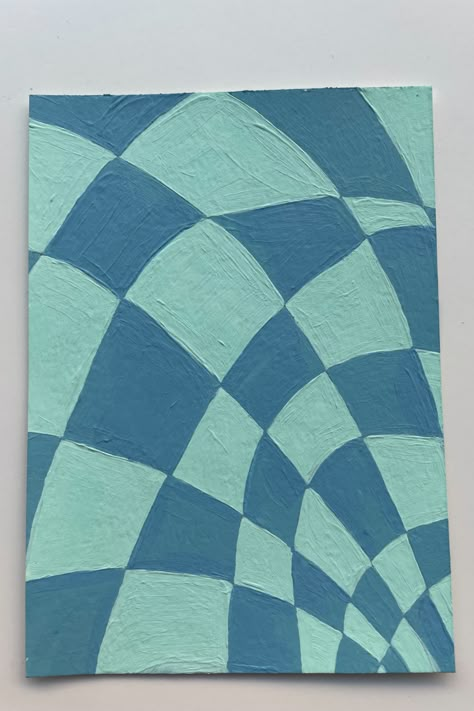 Easy Blue Paintings Simple, Blue Canvas Painting Ideas Easy Diy, Checkered Painting Ideas, Checkers Painting, Checker Painting, Blue Painting Ideas Easy, Simple Wall Art Painting, Checkered Painting, Canvas Background Ideas