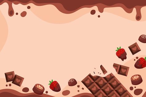 Flat world chocolate day background with... | Free Vector #Freepik #freevector #chocolate-day #cocoa-background #chocolate-background #chocolate-design Chocolate Background Design, Chocolate Aesthetic Wallpaper, Cocoa Background, Chocolate Template, Background Chocolate, Chocolate Vector, Chocolate Illustration, Artisanal Chocolate, Chocolate Background