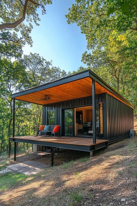 32 Clever Shipping Container Homes You'll Love Container House Exterior Design, Shipping Container Cabin Plans, Shipping Container She Shed Ideas, Shipping Containers Homes, Container Shed Ideas, Small Shipping Container Homes, Container Homes Ideas Design, Shipping Container Studio, Small Shipping Containers