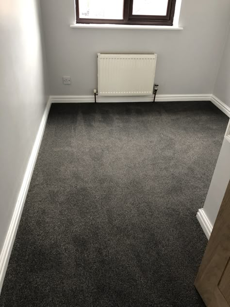 Tapi carpets, dark grey carpet. Carpet over wooden floor really softens a room and makes it instantly feel warmer Dark Grey Carpet Living Room, Dark Grey Carpet Bedroom, Bedroom Inspirations Dark, Black Carpet Bedroom, Grey Walls And Carpet, Grey Carpet Living Room, Grey Carpet Bedroom, Dark Grey Carpet, Dark Carpet