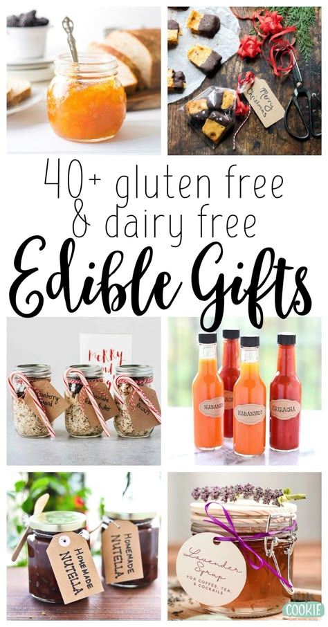 Not sure what to get friends and family for gifts this year? Make some personalized gluten free and dairy free homemade food gifts! We're sharing over 40 allergy friendly edible gifts you can make for holiday gift giving, with plenty of nut free, low carb, paleo, and vegan options. | thefitcookie.com #dairyfree #glutenfree #gifts #holidays #Christmas Homemade Holiday Food Gifts, Homemade Christmas Gifts Edible, Christmas Gift Edible, Gluten Free Gifts In A Jar, Healthy Food Gifts For Christmas, Edible Xmas Gifts To Make, Gluten Free Gift Ideas, Home Made Food Gifts Ideas, Homemade New Years Gifts