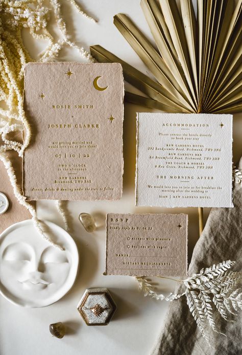 Wedding Invitation Save The Date, Earthy Wedding Theme, Simple Wedding Theme, Celestial Wedding Invitations, Celestial Wedding Theme, Nature Wedding Invitations, Wedding Ceremony Invitations, Stars Wedding Invitations, Wedding Renewal